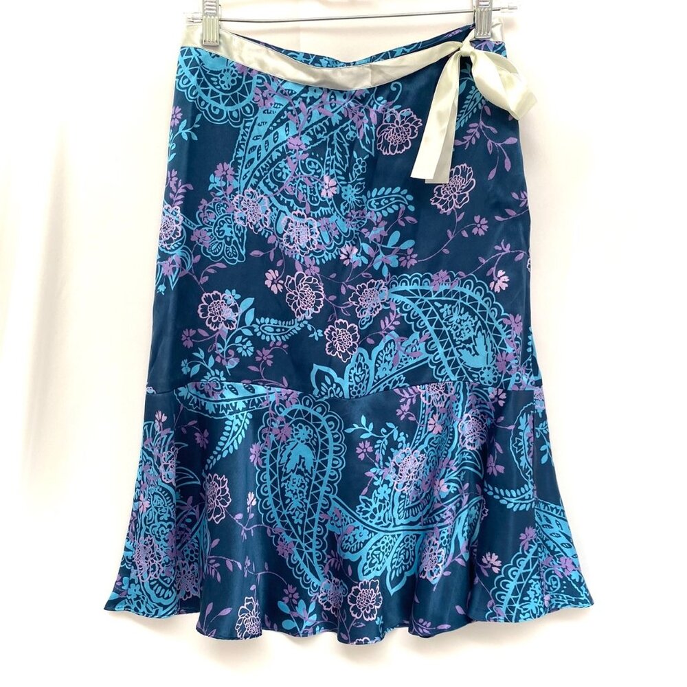 Vtg New York Company Y2K Silk Skirt Size 2 Fairy Mermaid Paisley Floral Dainty